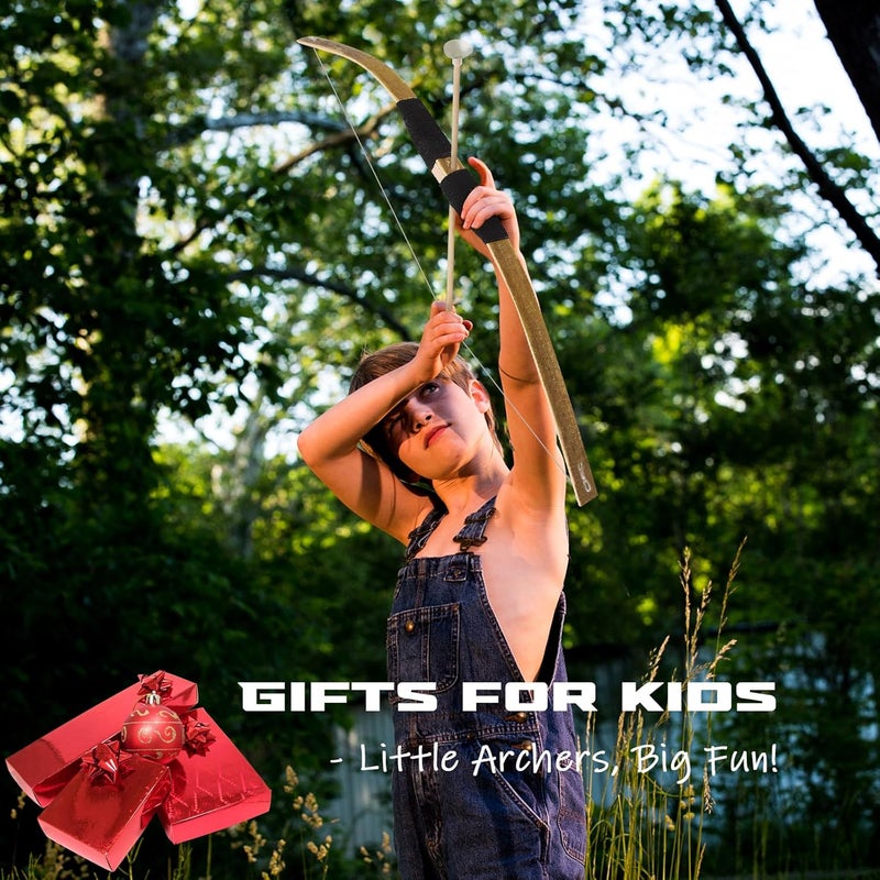 Basbon Kids Bow and Arrow Set, 24 Inch Archery Set Handmade Wooden Toy Bow and Arrow Gifts for Kids Boys Girls - Perfect for Birthdays Christmas Halloween, Cosplay Game Costume Prop Play - Image 5